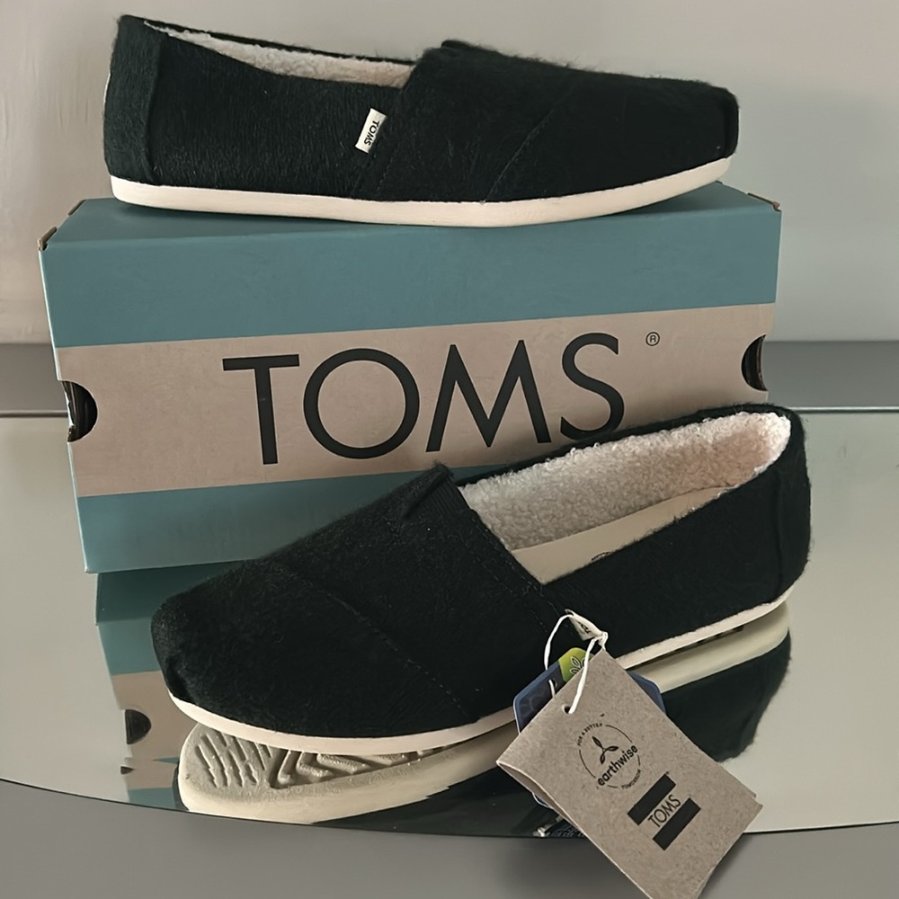 TOMS Alpargata REPREVE® Twill Faux Shearling Slip-on Flats Women’s Size 7.5